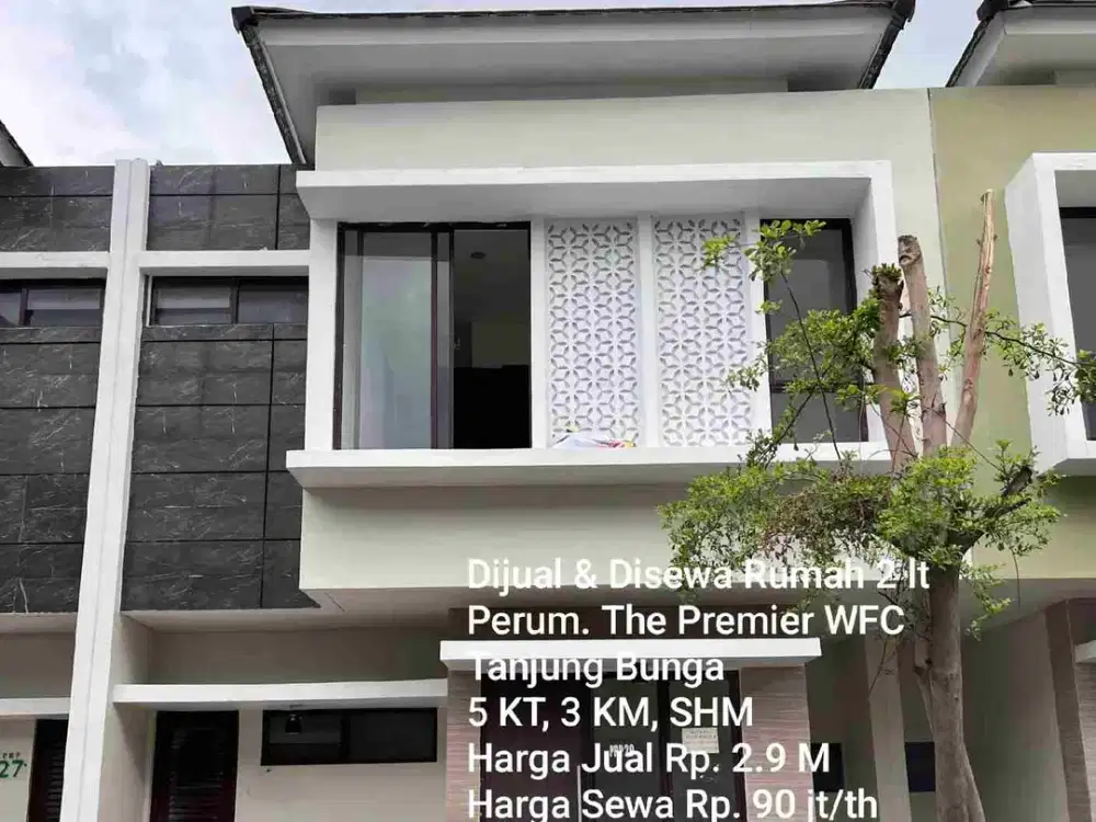 Dijual dan Disewakan Rumah 2 lantai di Water Frontcity cluster The Premier Tanjung Bunga Makassar
