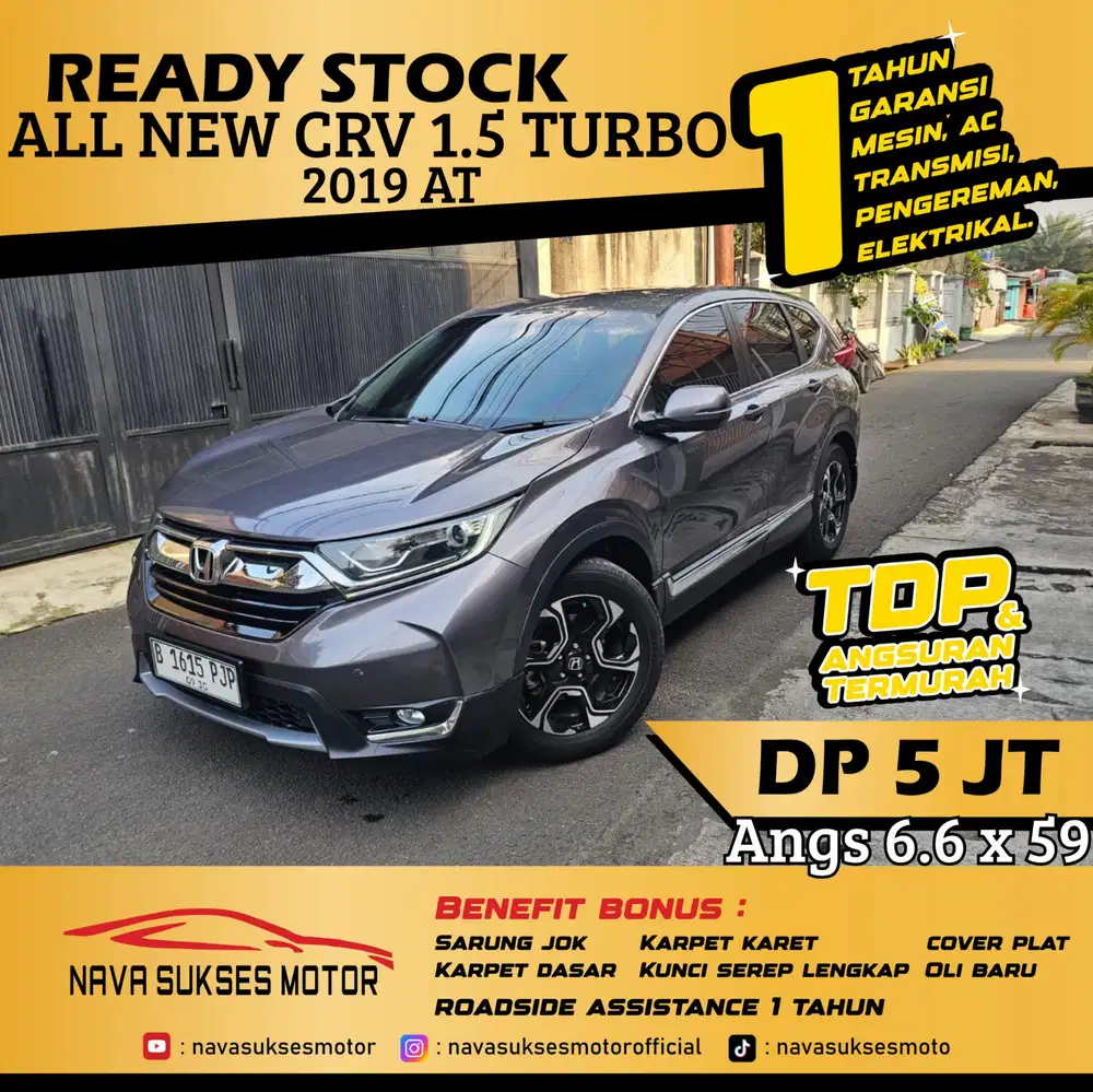 TDP 5 Jt Angs Termurah All New CRV Turbo 1.5 2019 Matic Abu Abu Low Km