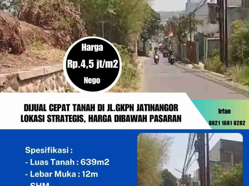 Dijual Cepat Tanah di JL.GKPN Jatinangor
Lokasi Strategis, Harga Dibawah Pasaran