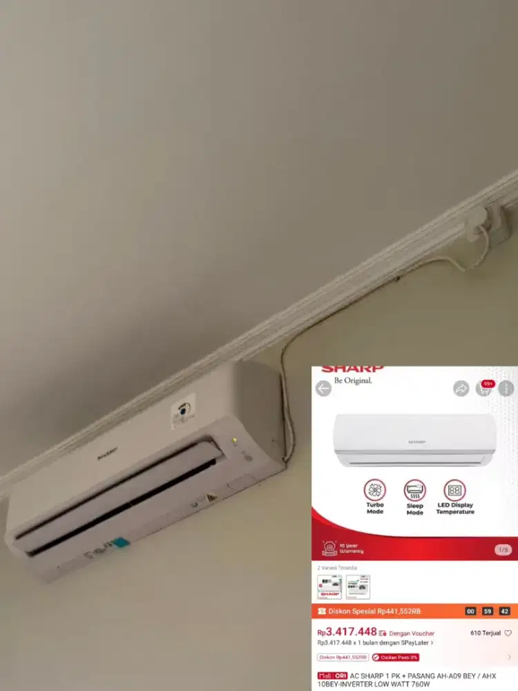 Jual Murah AC Sharp 1 PK Kondisi Mulus