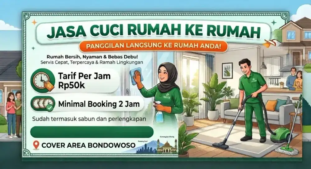 JASA CUCI RUMAH PANGGILAN - BONDOWOSO