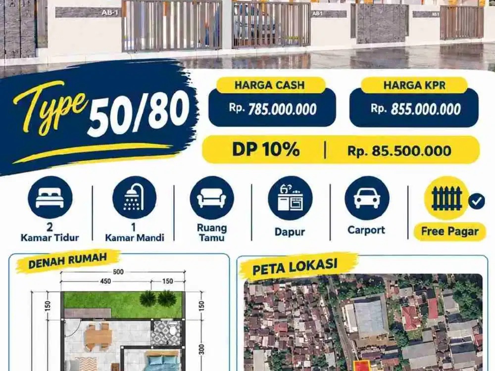 Rmhb Ablam*, hanya berjarak 50 meter dari jalan poros Vetran Utara.
- Free Pagar & Kanopi
- ⁠Free Tandon, Mesin air, & Water Heater
- ⁠Khusus Cash free biaya biaya
- Khusus KPR biaya akad ditanggung pembeli & biaya pajak bagi 2 Developer.

*Type  rumah 50