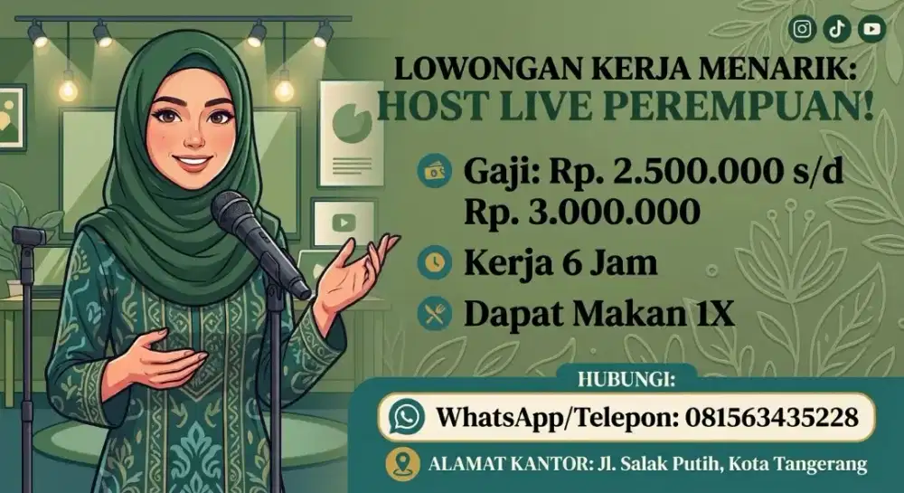 DI CARI HOST LIVE PEREMPUAN