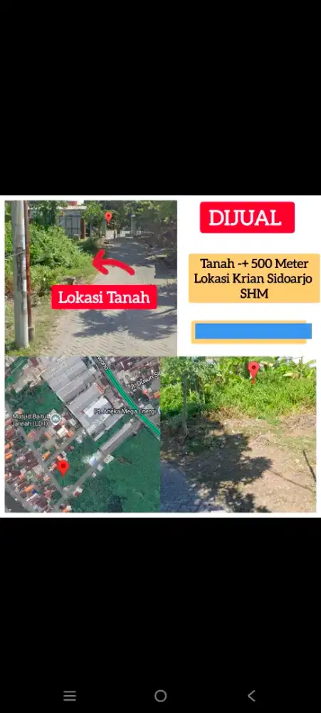 TANAH KRIAN DIJUAL MURAH LANGSUNG PEMILIK