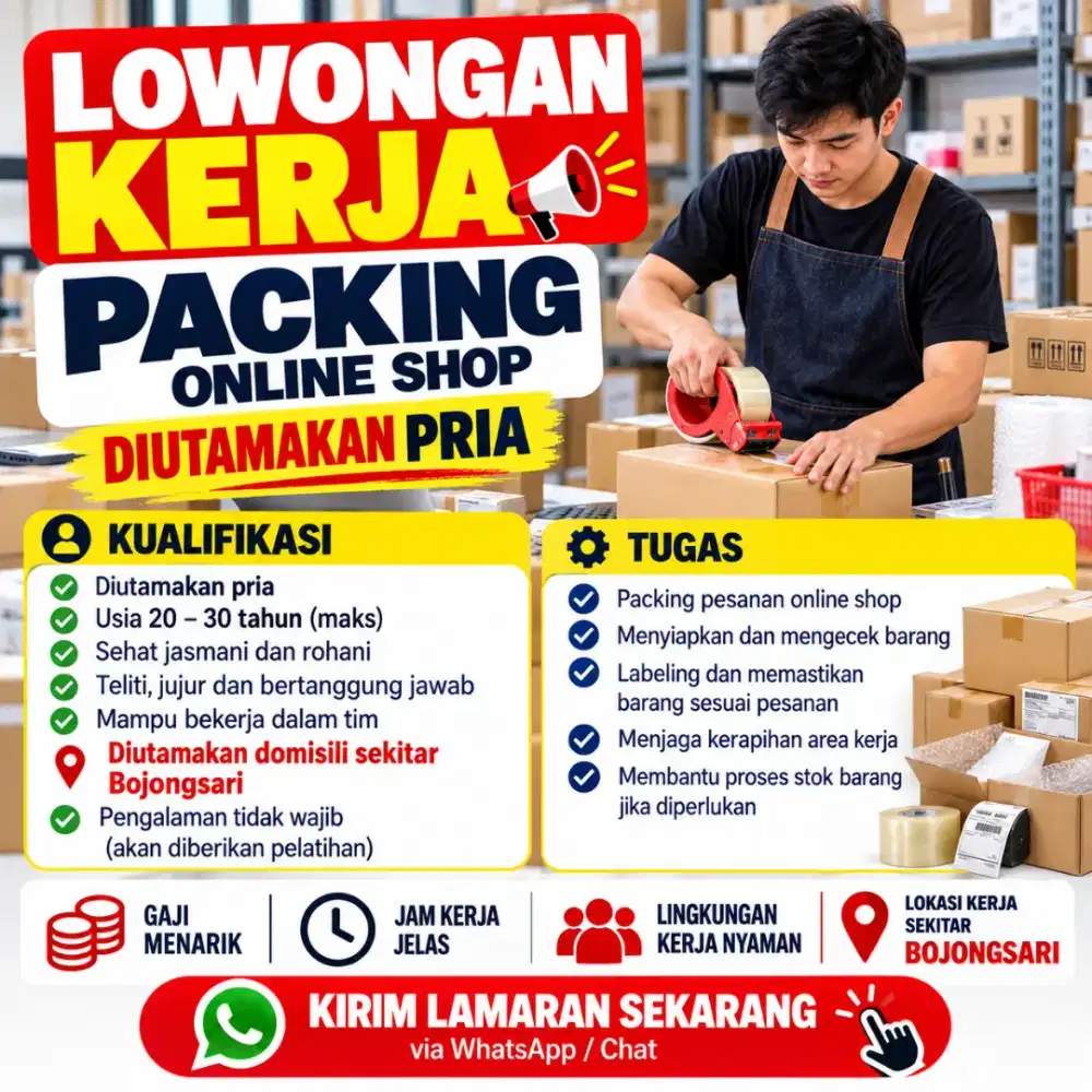 Lowongan kerja packing online shop