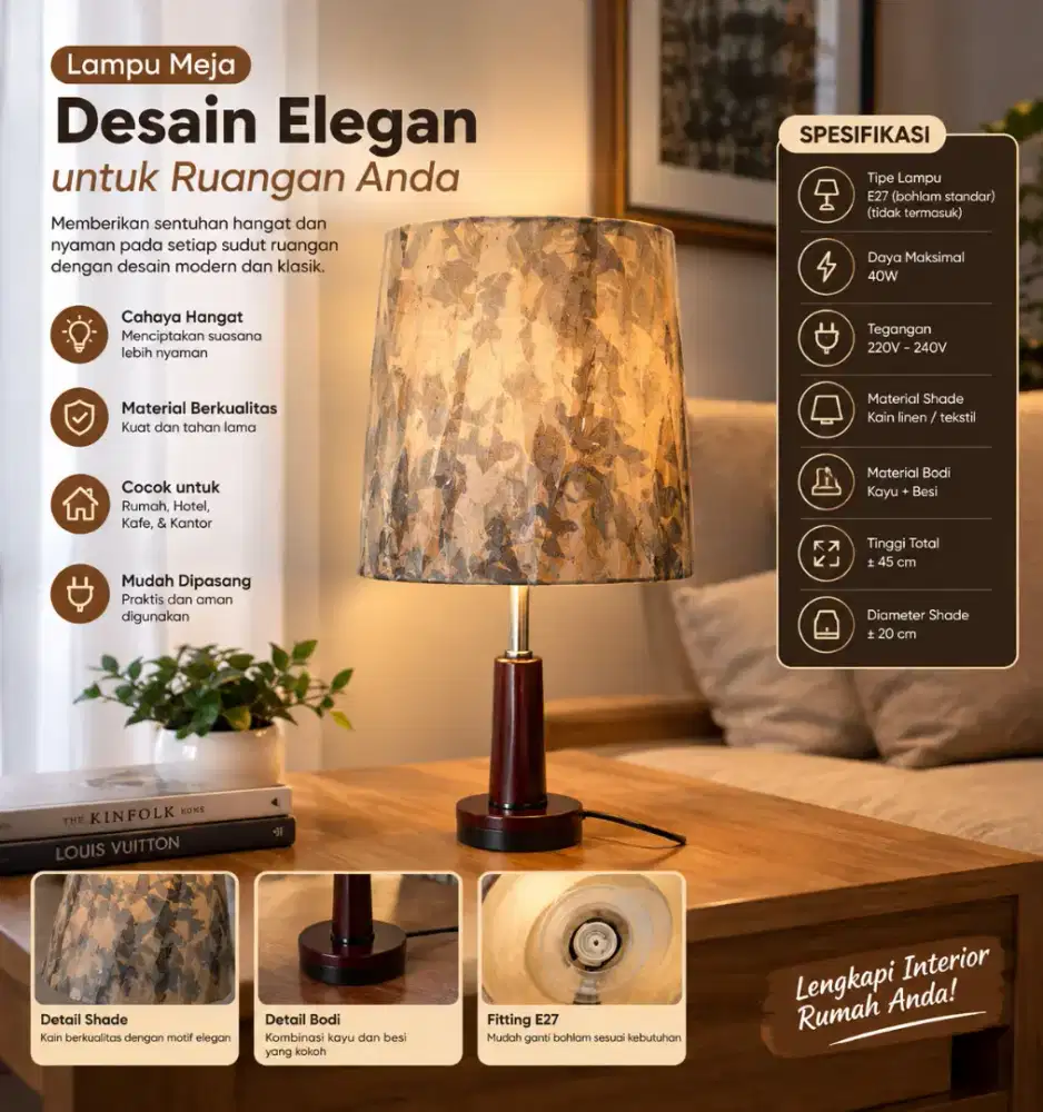 Lampu Kamar & Meja Elegan