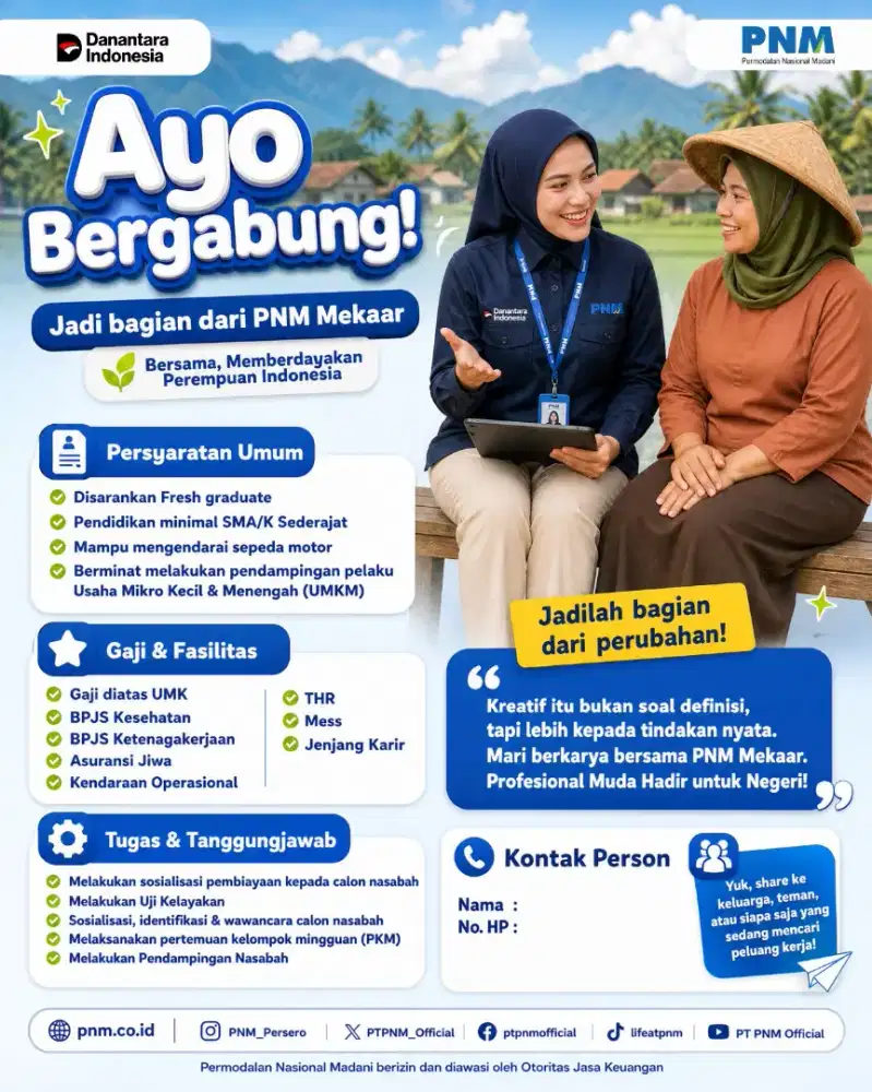 LAGI BUTUH KERJA? DIBUTUHKAN ACCOUNT OFFICER (SELURUH INDONESIA)!