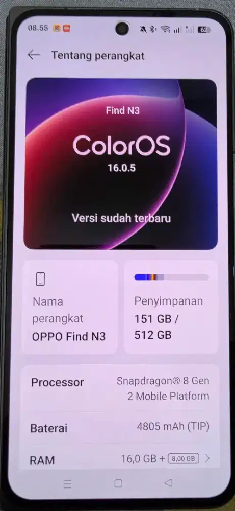Oppo find n3 fold mulus ram 16+12 internal 512gb komplit dusbok resmi