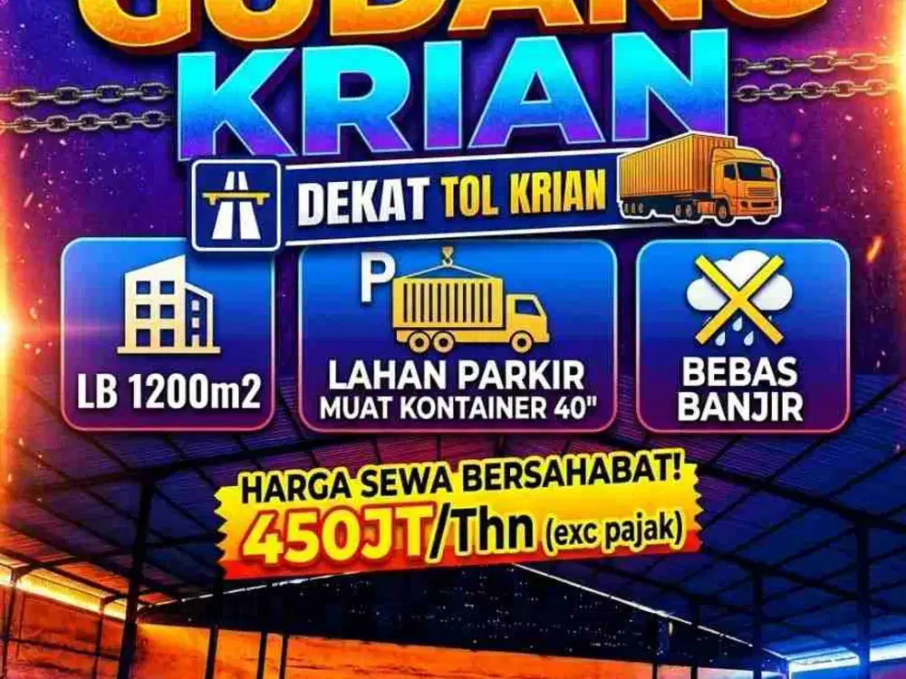 gudang sewa dekat tol krian MURAH BANGET