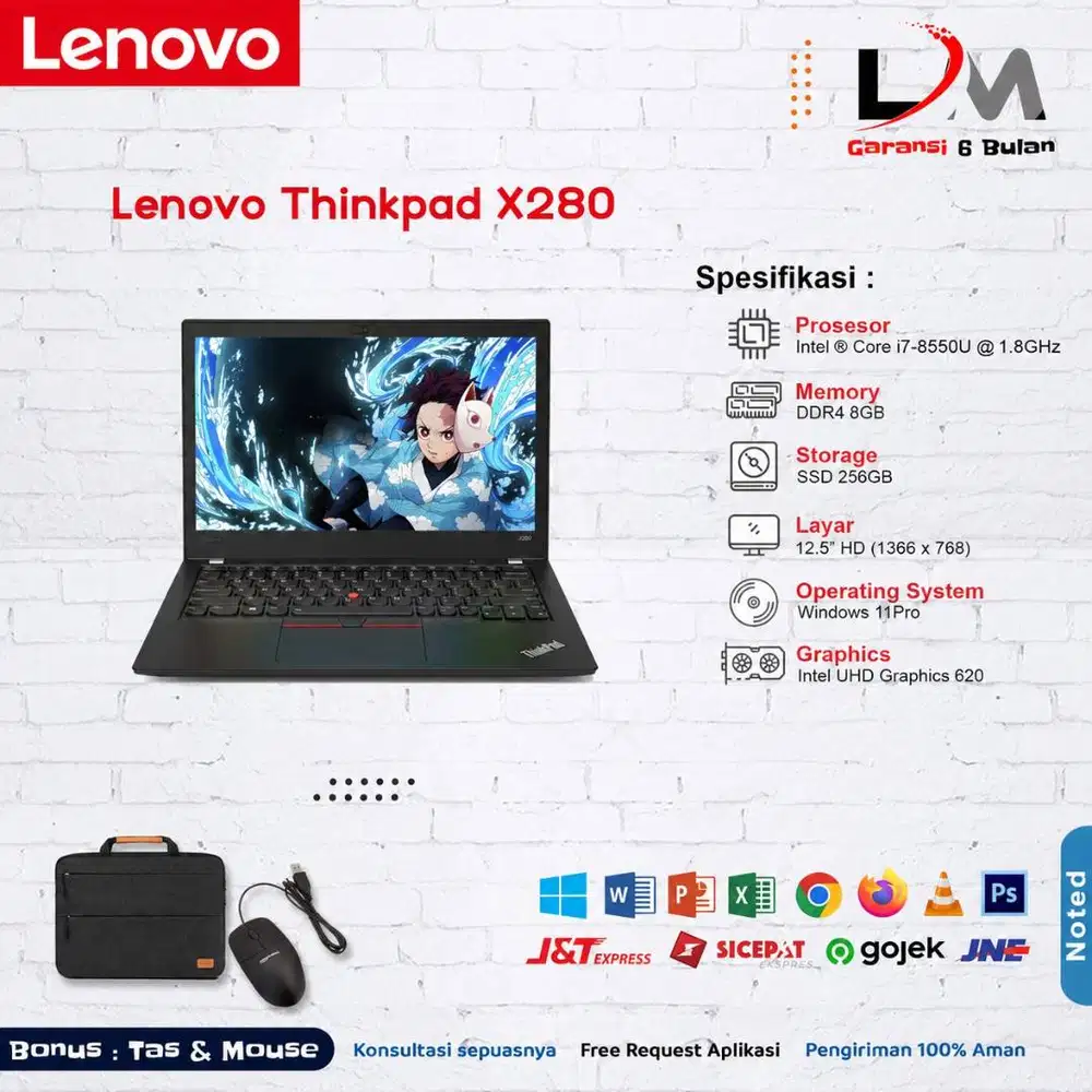 Lenovo Thinkpad X280 Intel i7 Gen 8 Ram 8GB SSD 256GB 12.5 Touch