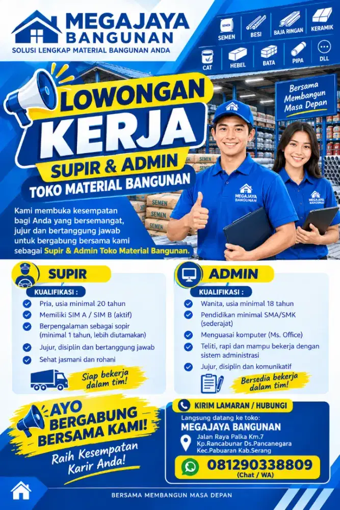 lowongan kerja toko material bangunan