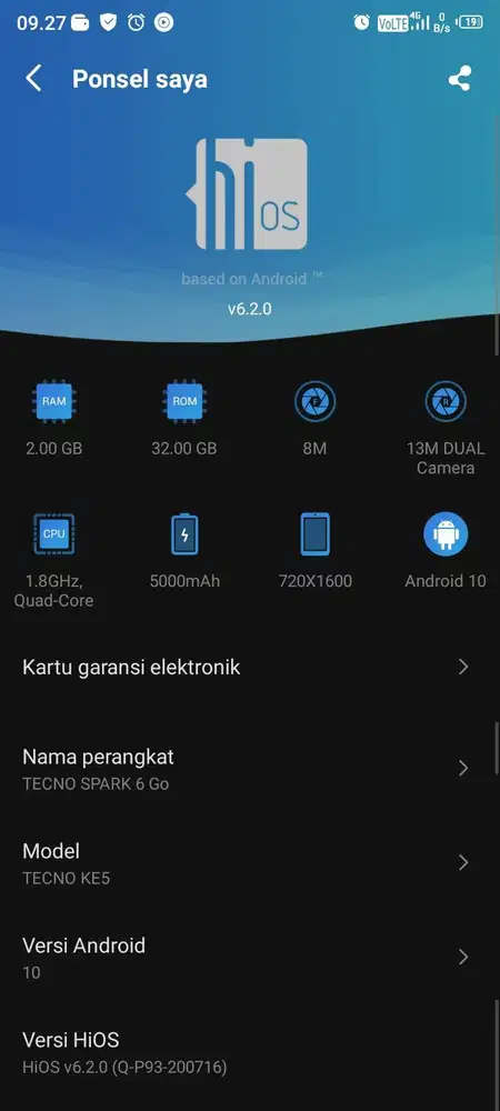 Jual Cepat Tecno Spark 6 Go Baca deskripsi