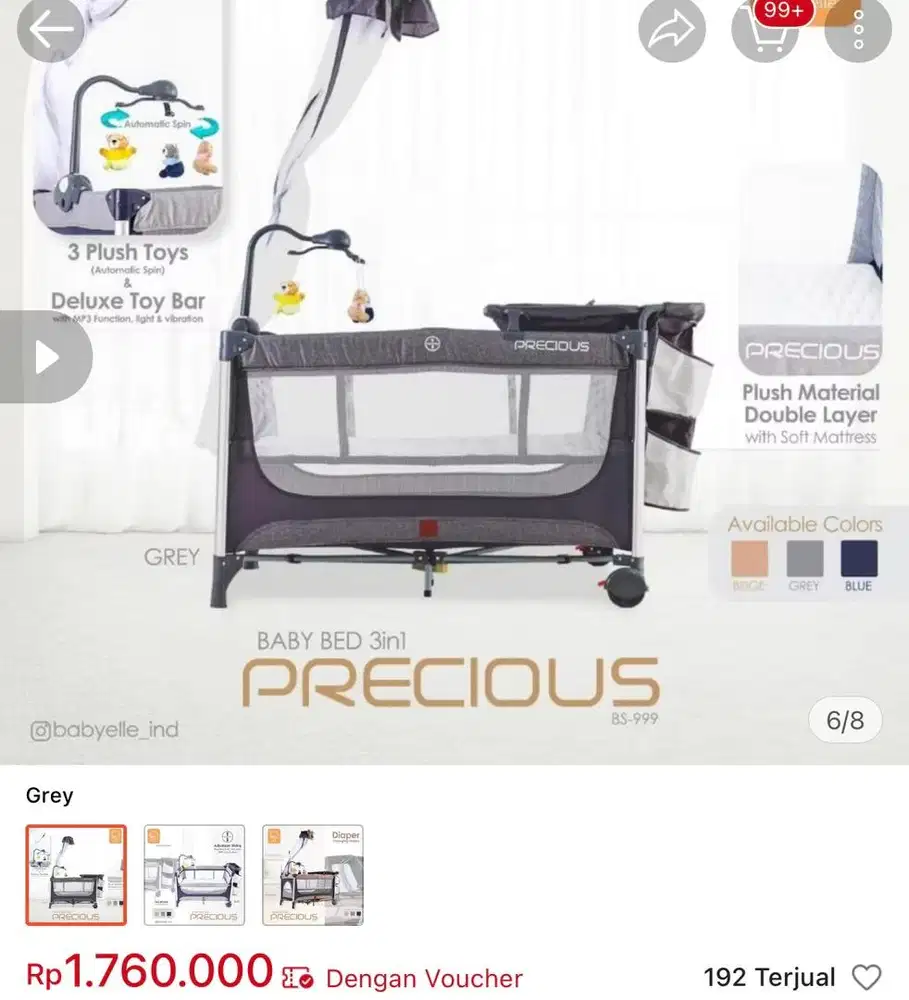 Babyelle Precious Deluxe 3in1 Baby Box BE 999 XLR / Box Bayi