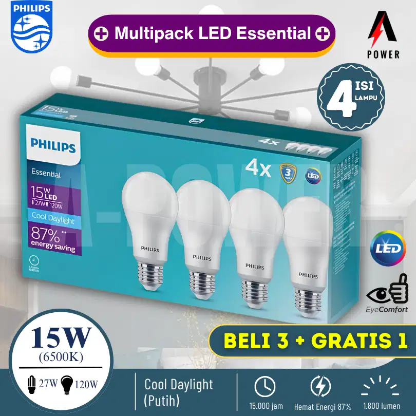 Philips - Lampu LED Essential Multipack / Paket 15W (Putih)