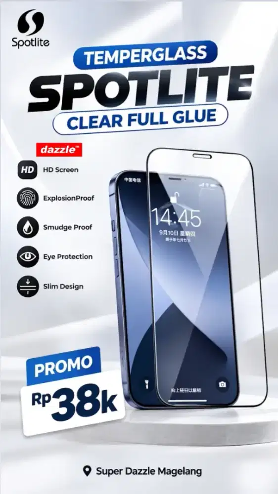Temperredglass Spotlite Clear Full Glue