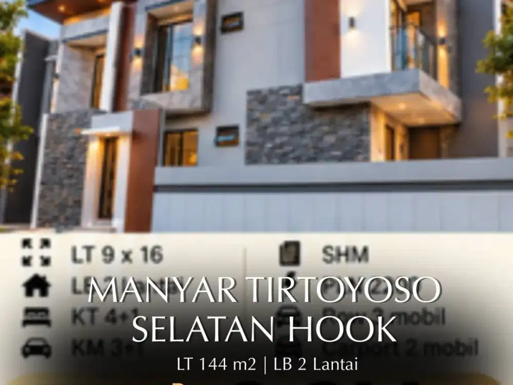 DIJUAL RUMAH HOOK MANYAR TIRTOYOSO