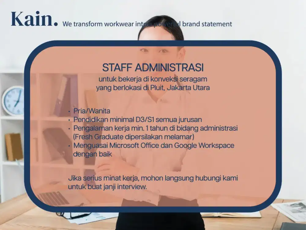DIBUTUHKAN SEGERA: STAFF ADMINISTRASI