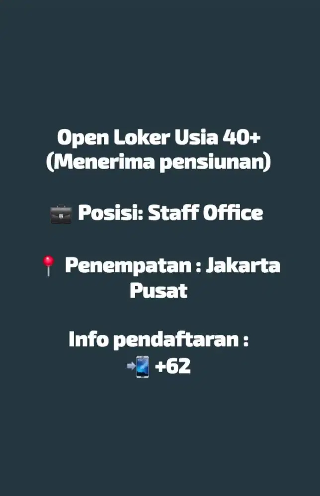 LOWONGAN KERJA USIA 40+