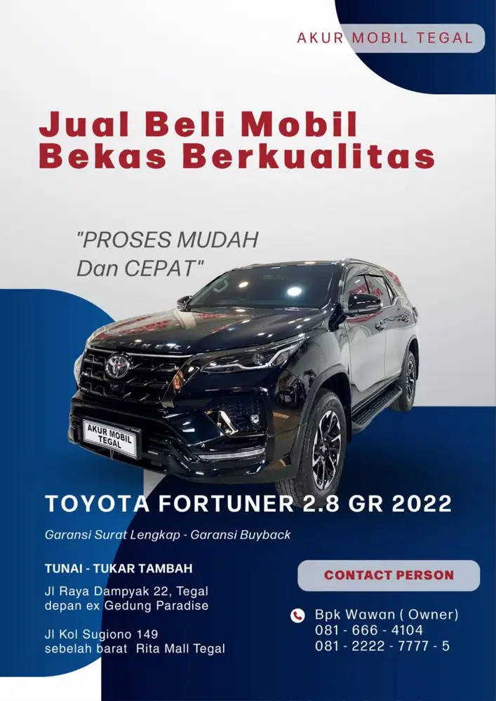ISTIMEWA! TOYOTA FORTUNER 2.8 GR MATIC 2022 HITAM FUL ORI SIAP PAKAI