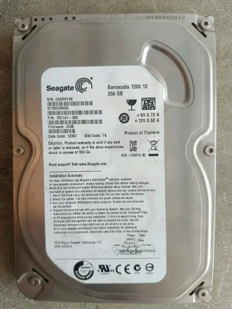 Hardisk 3,5 Seagate 250 gb