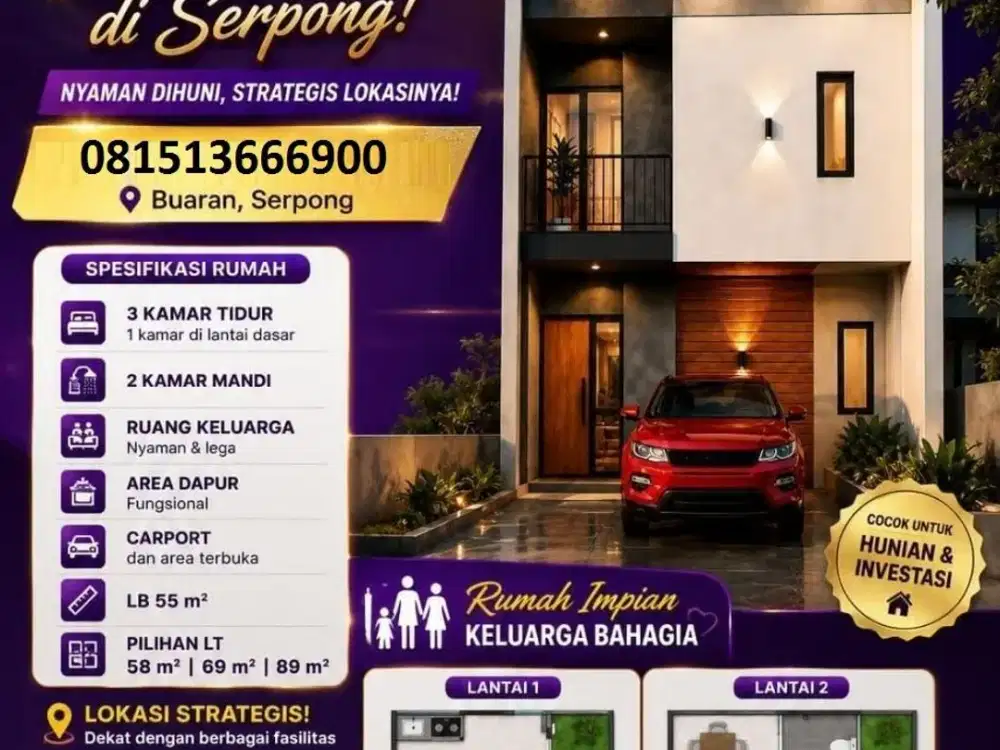 Rumah 2 Lantai di Serpong Dekat Mall Paradise dan Unpam
