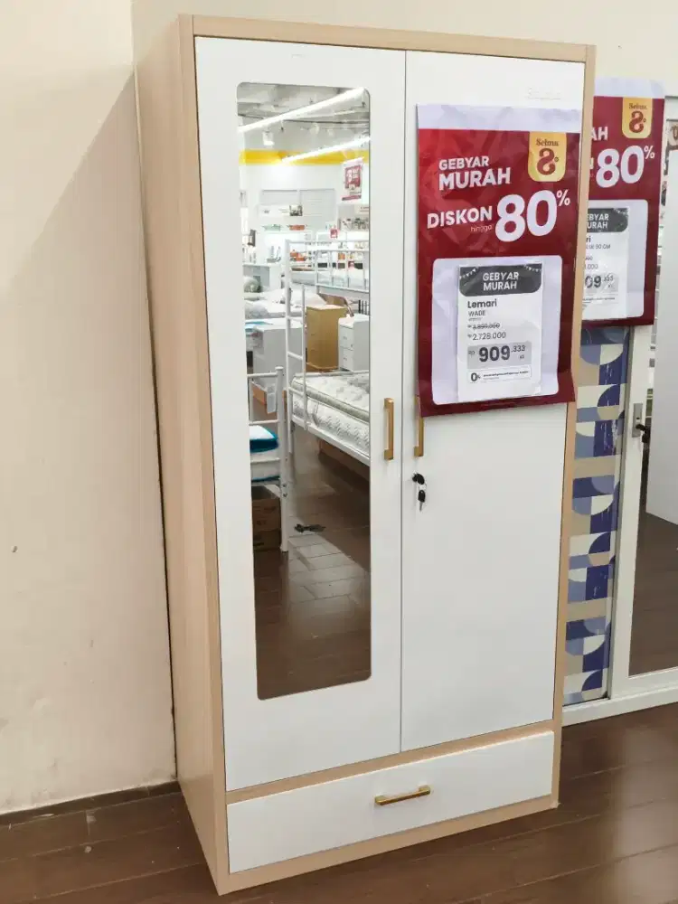 TERBARU! Selma Wade Lemari Pakaian 2 Pintu – Putih