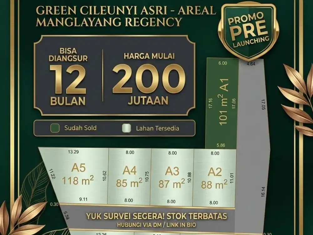 Tanah SHM Cileunyi 200 Jutaan Bisa Diangsur