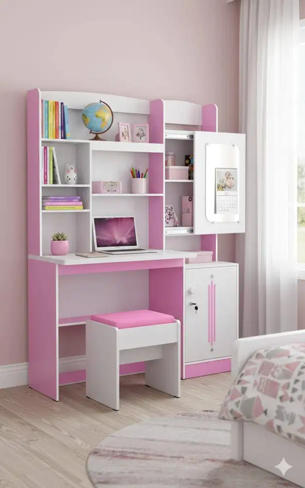 meja belajar minimalis pink