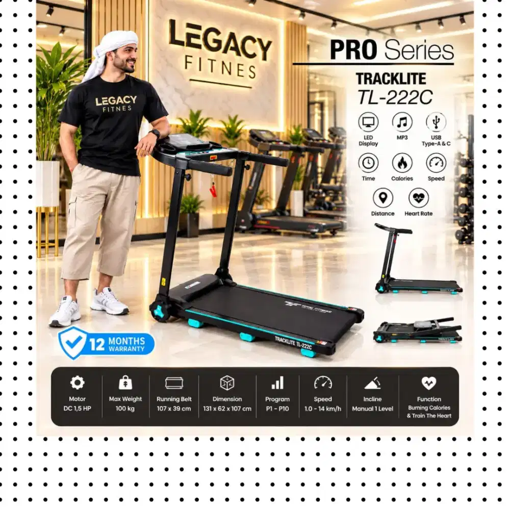 Treadmill Elektrik TOTAL FITNESS TL-230 alat olahraga RBY-382