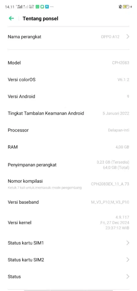 Punya hp Oppo a12 mau dijual aja