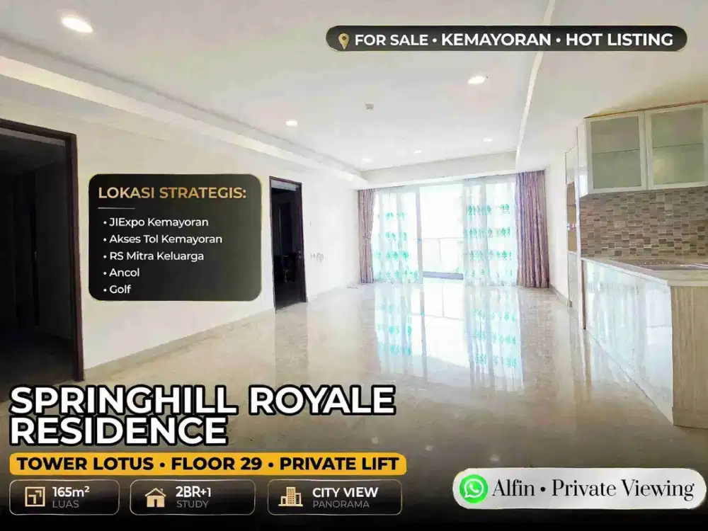 Springhill Kemayoran 2BR 165M2 Lantai 29 View Golf Private Lift Dekat JIEXPO