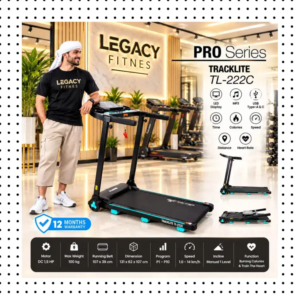 Treadmill Elektrik TOTAL FITNESS TL-230 alat olahraga RBY-382