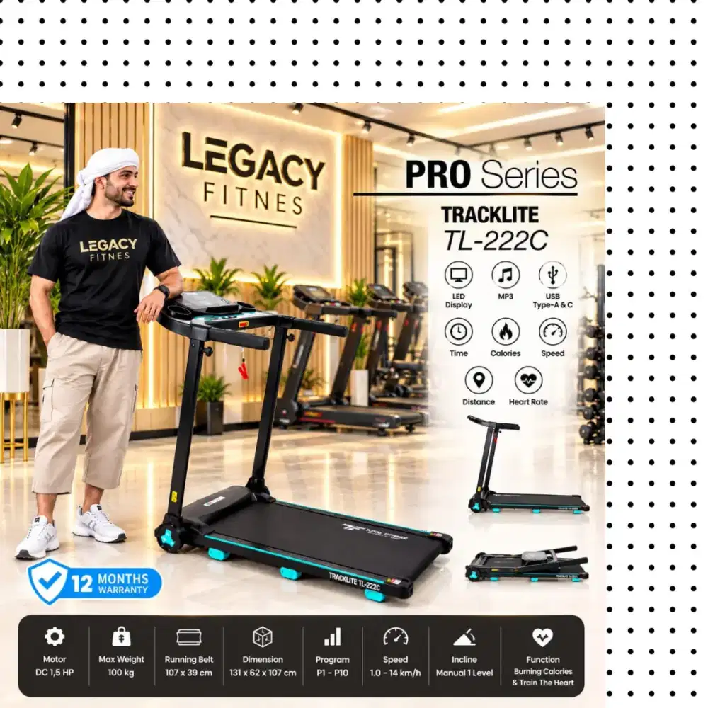 Treadmill Elektrik TOTAL FITNESS TL-230 alat olahraga RBY-382