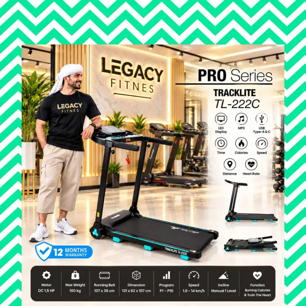 Treadmill Elektrik TOTAL FITNESS TL-230 alat olahraga RBY-382