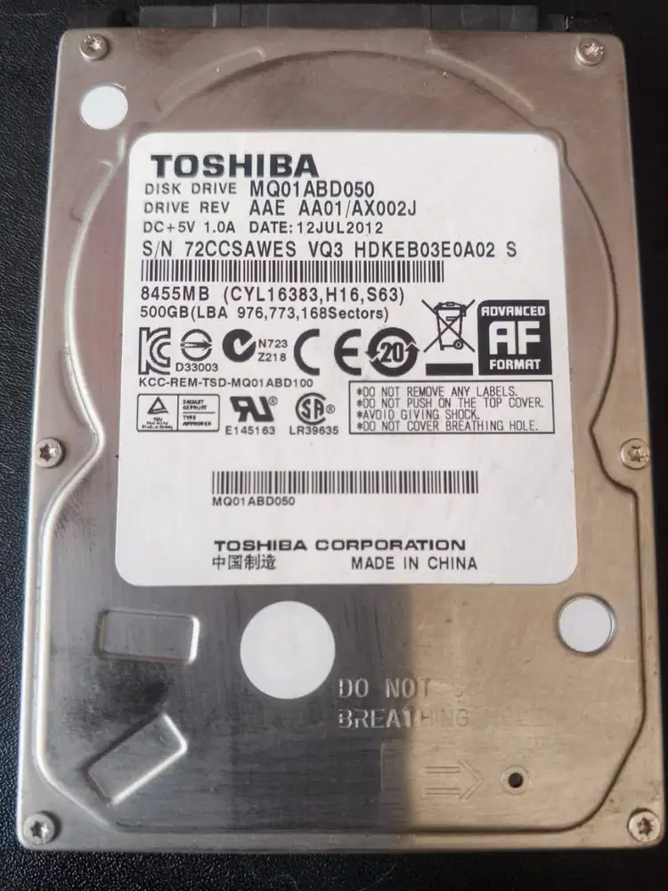 Jual HDD SATA 2.5 500Gb Toshiba Dijamin Fungsi Normal 100%