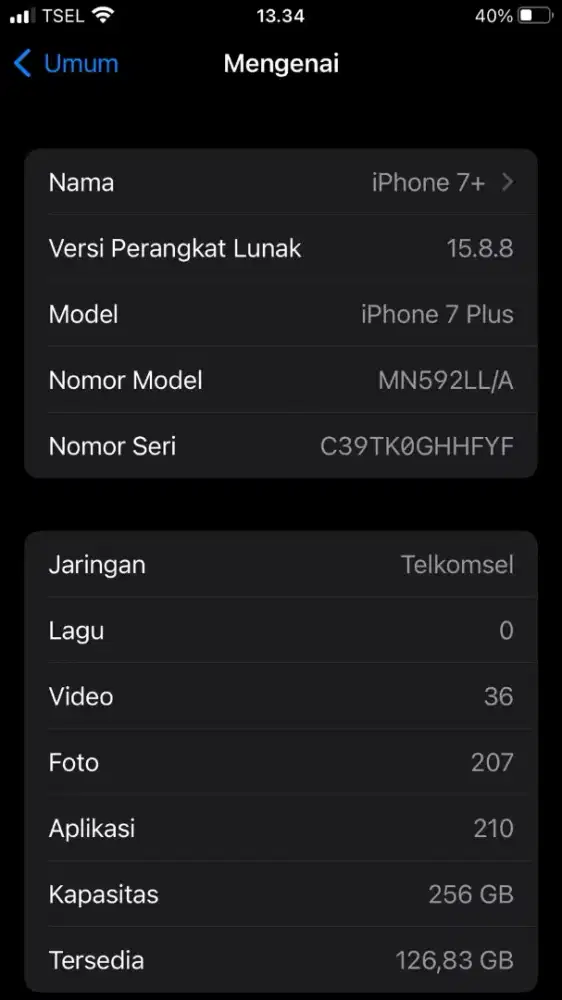 iPhone 7+ 256gb inter all operator