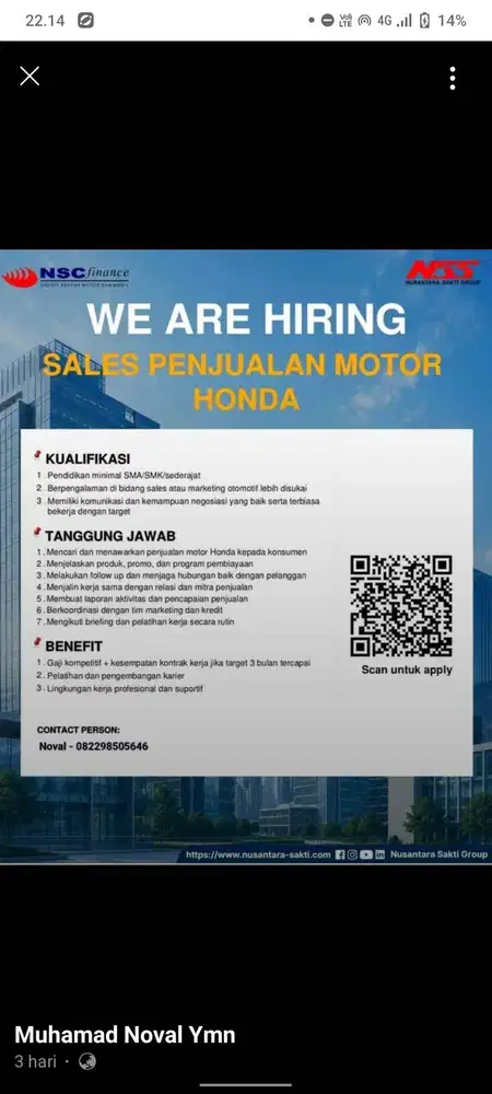 Lowongan Kerja NSS Honda
