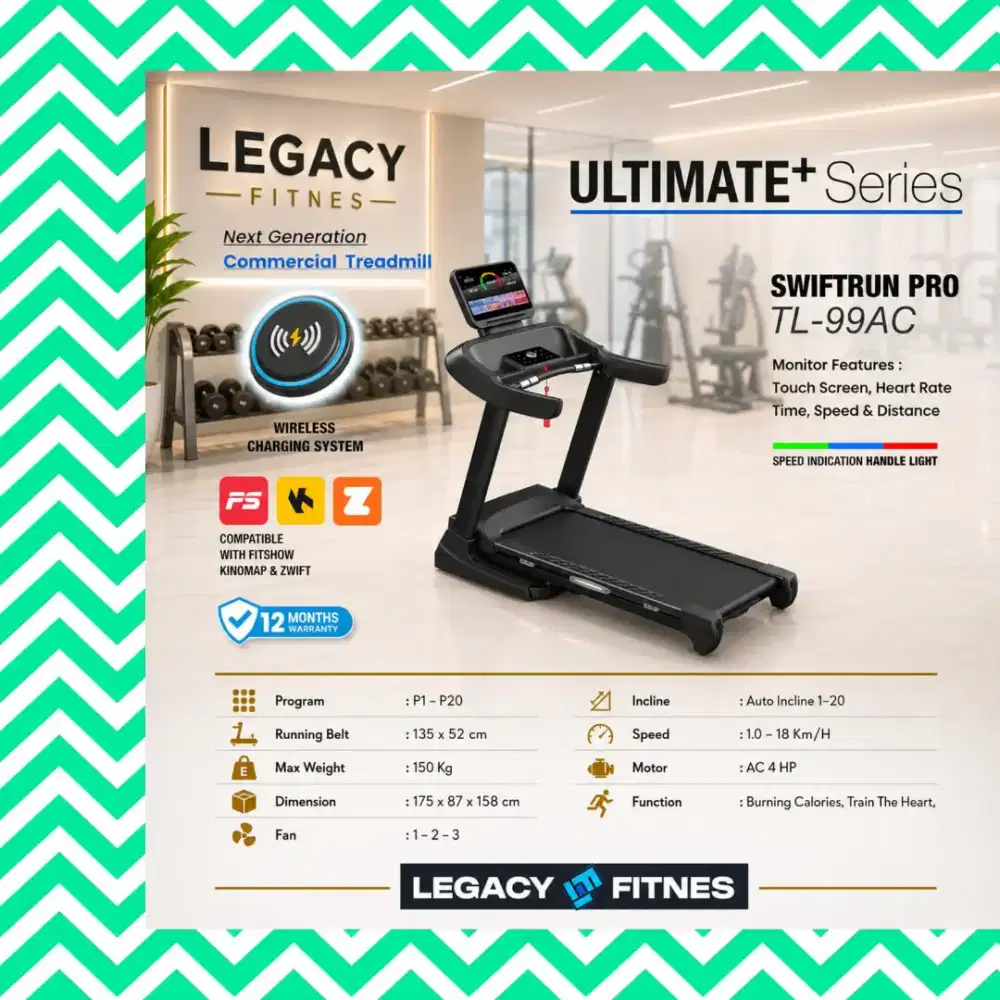 Big treadmill elektrik TL-99AC alat fitnes KNR-539