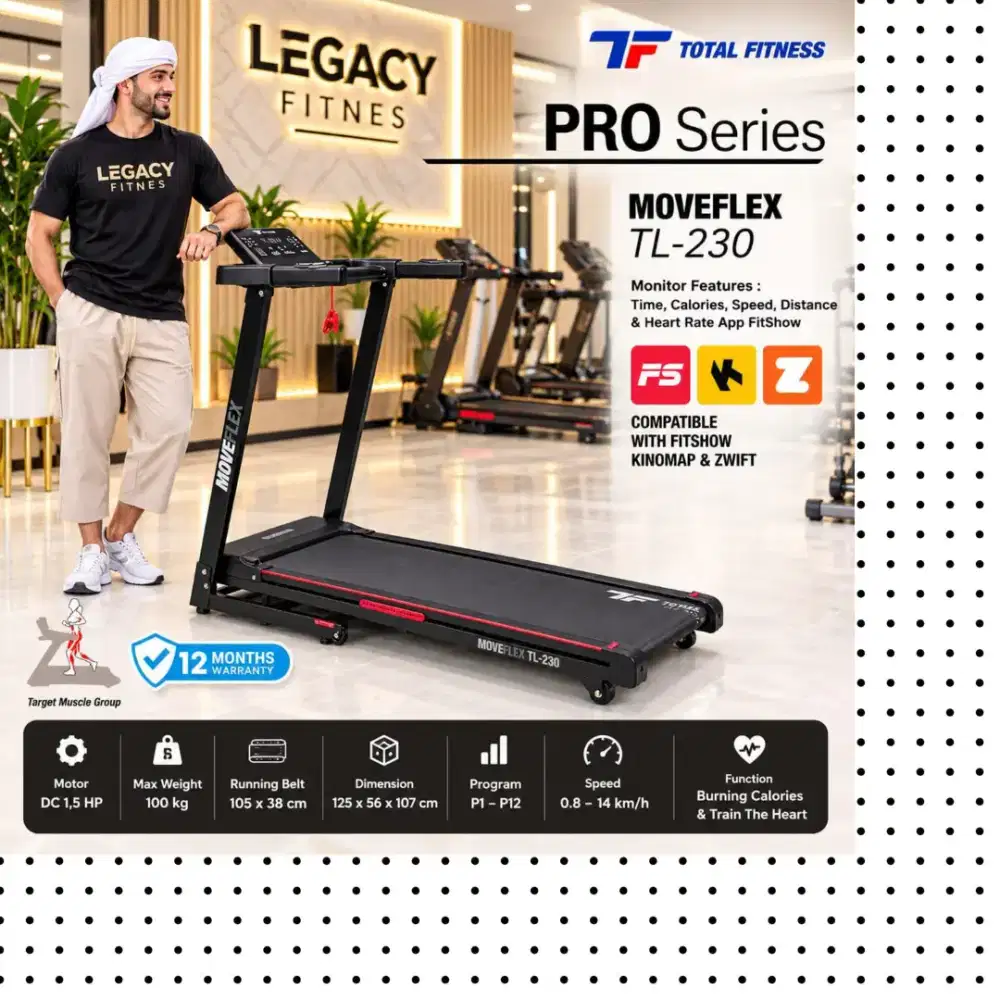 Treadmill Elektrik TOTAL FITNESS TL-230 alat olahraga RBY-382
