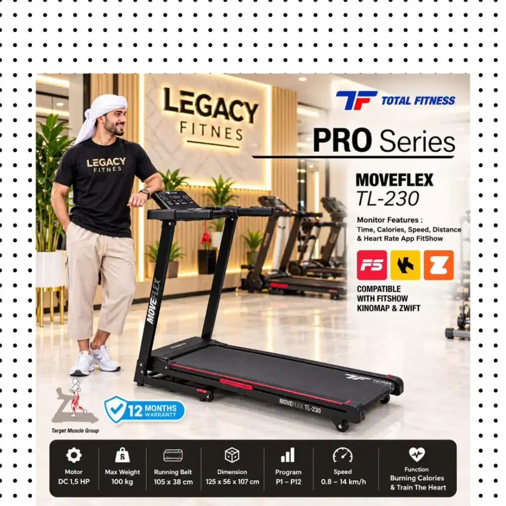 Treadmill Elektrik TOTAL FITNESS TL-230 alat olahraga RBY-382