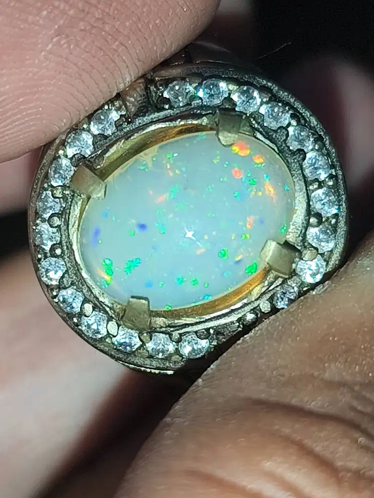 Batu kalimaya white opal 2.17 crat memo SKYLAB ring alpaka