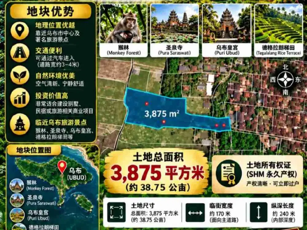 Tanah SHM Lodtunduh Ubud Dekat Monkey Forest