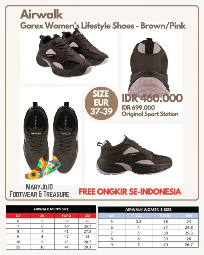 Airwalk Gorex Women's Lifestyle Shoes - Brown/Pink : 37, 38, 39