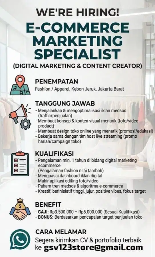 E-COMMERCE MARKETING SPECIALIST (Digital Marketing & Content Creator)