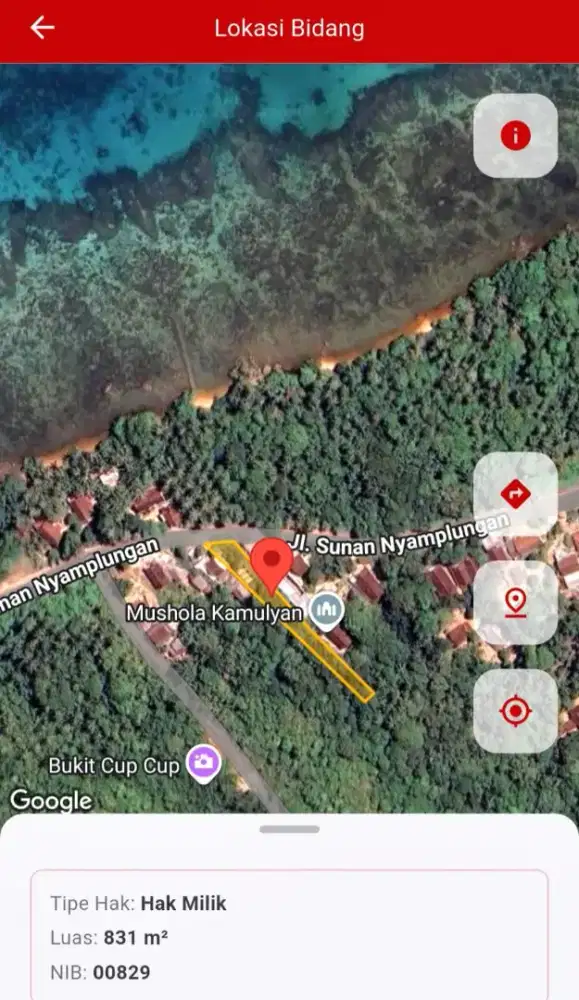 DiSewaKan / DiJual TANAH SHM
LT.831M² Nempel Jalan Raya Nyamplungan