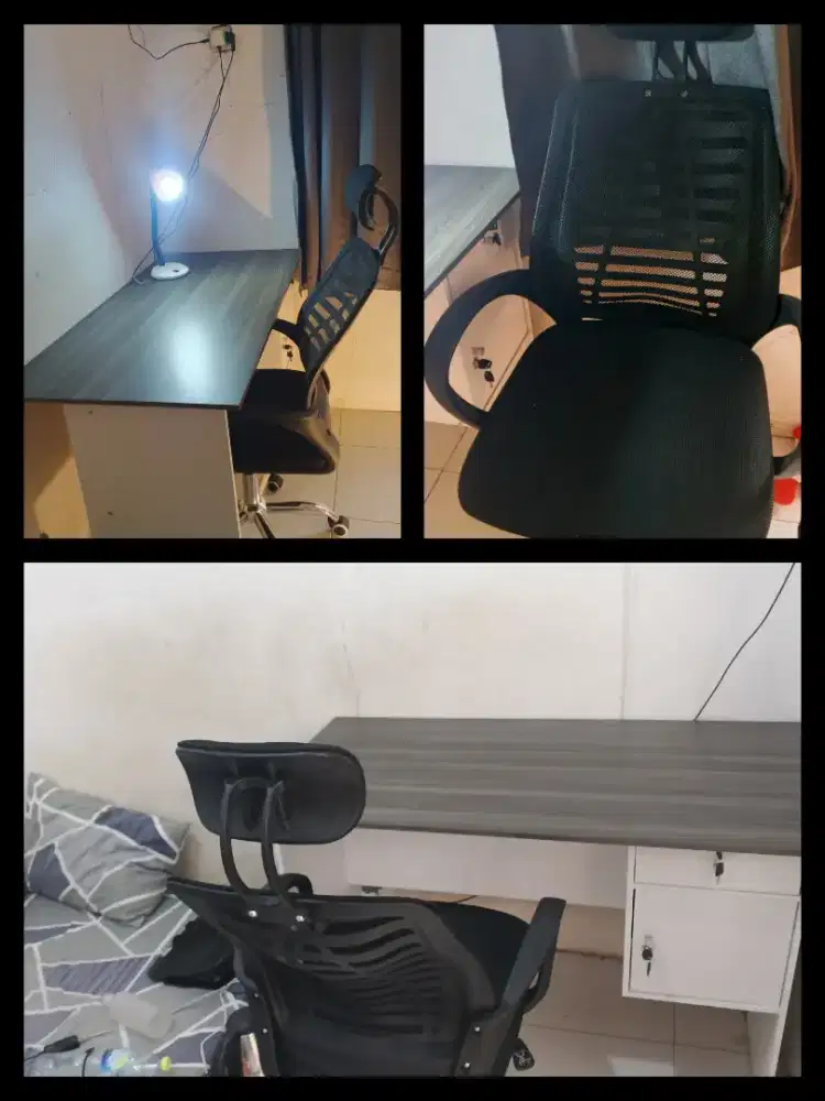 DIJUAL 1 SET MEJA KERJA + LAMPU MEJA (BARU 2 MINGGU) ( Pindahan )!