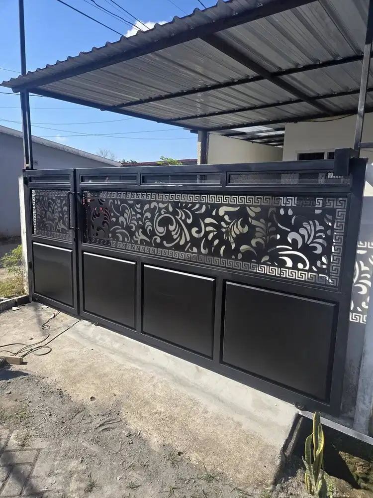 Pintu pagar laser cutting kombinasi plat