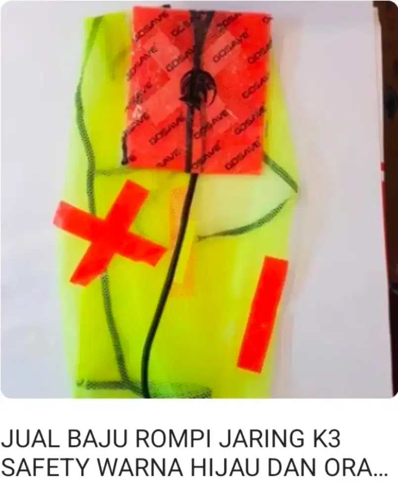 JUAL BAJU ROMPI JARING K3 SAFETY WARNA HIJAU DAN ORANGE.