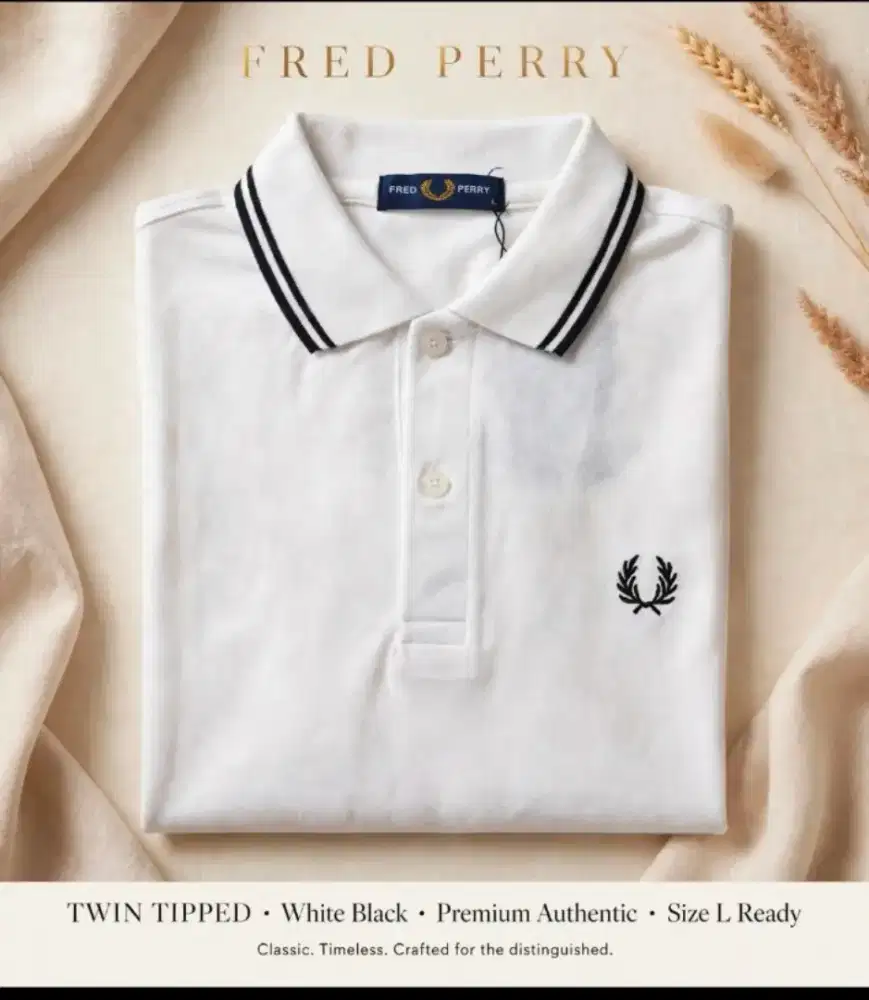 T-shirt Fred Perry list hitam size L