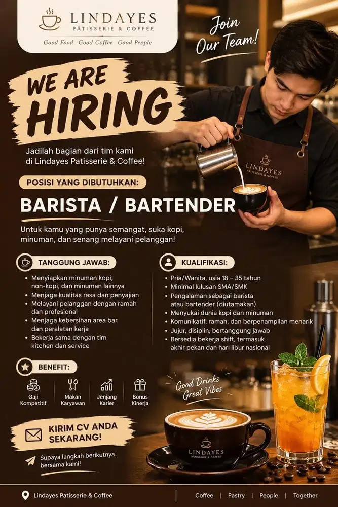 Lowongan Barista / Bartender